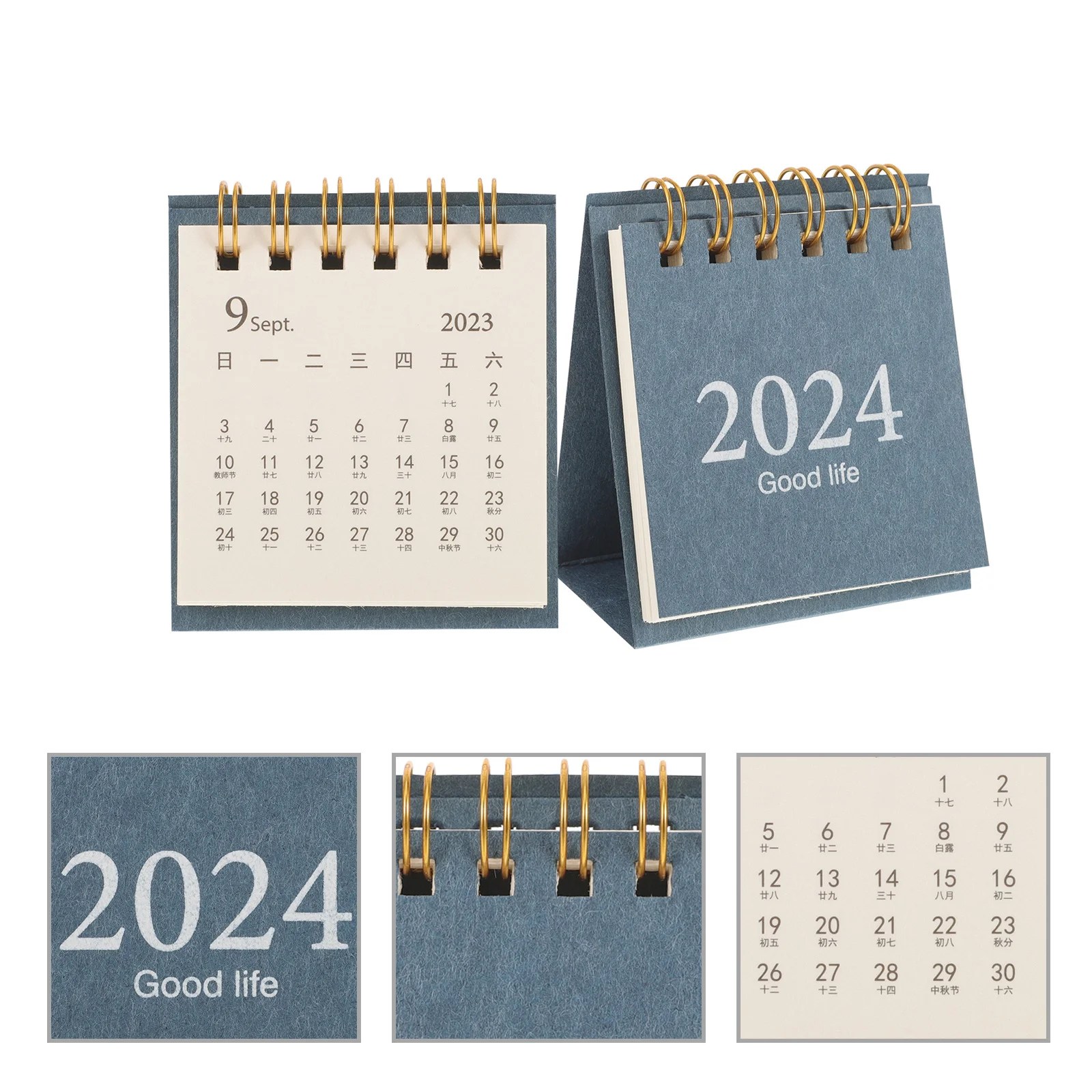 

2Pcs Mini Desk Calendar 2024 Stylish Small Desktop Calendar with Sturdy Base for Teachers Students Office Use Yearly Schedule