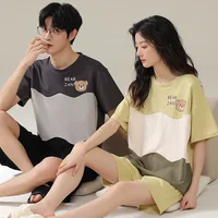 Summer Sleep Lounge Pajama Short-Sleeved Women's Pajama Set Cartoon Pyjamas Pure Cotton Couple Sleepwear Home Fashion - Image 2