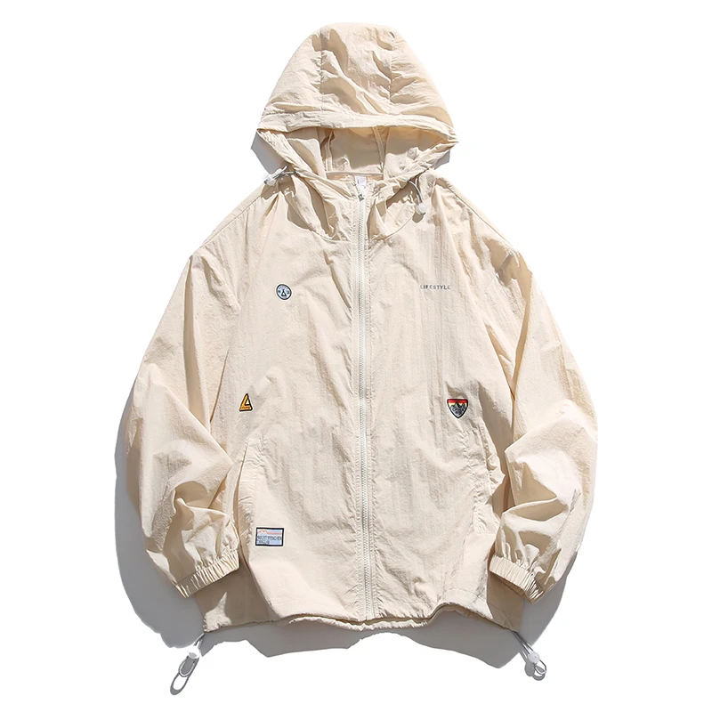 

Summer Ultra Thin Ice Silk Solid Color Hooded Sunscreen Clothes Breathable Casual Sunshade Tops Loose Long Sleeve Outdoor Coat