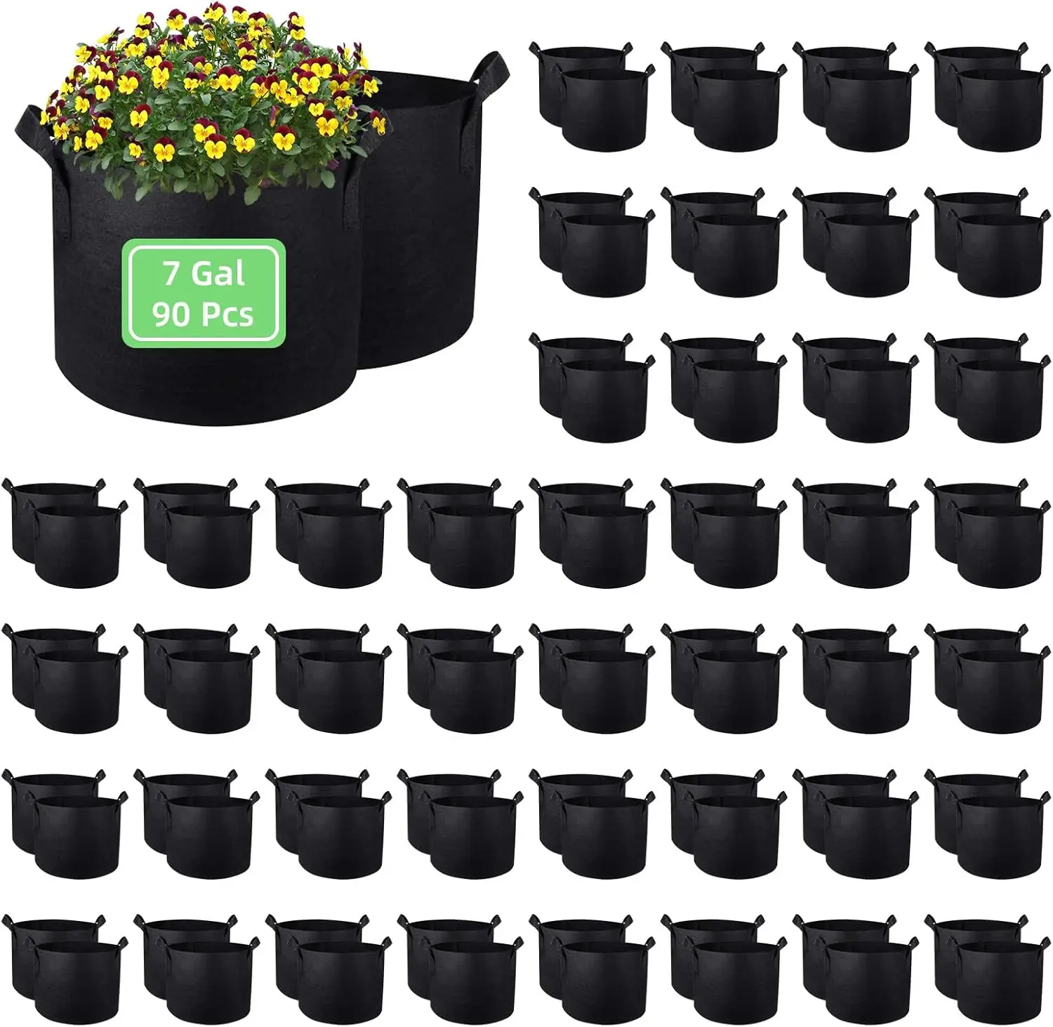 

90-Pack 7 Gallon Grow Ba Plant Grow Bag Aeration Fabric Pots with Handles Nonwoven Plant Bag Cloth Pots Planting Ba