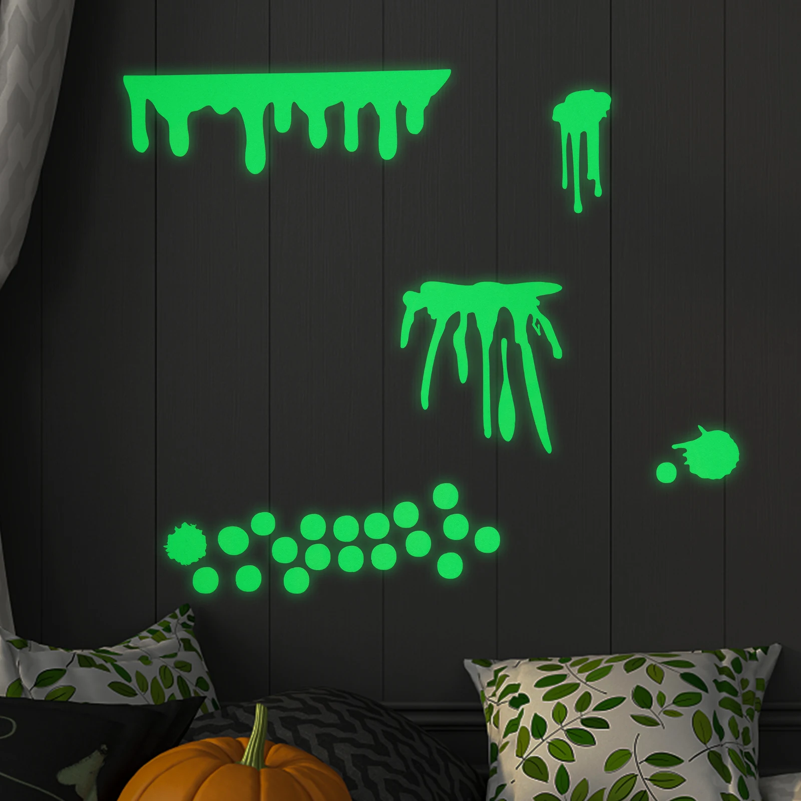 ديكور نافذة الهالوين، تصميم دامي مضيء، ملصق PVC لتزيين حفلات الهالوين، شارات جدارية قابلة للتقشير واللصق #2