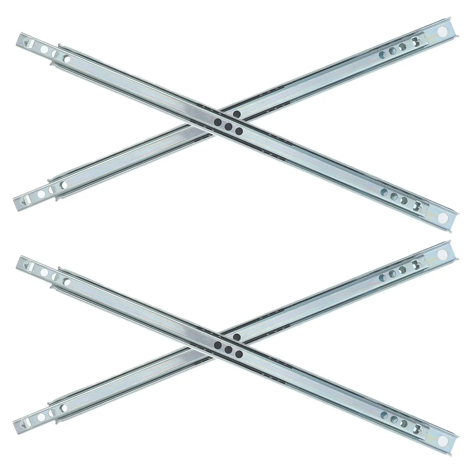 4Pcs Drawer Slides Two Way Extension Metal Bearing Runners Cold Rolled Steel Side Mount Smooth Cabinet Tool Box