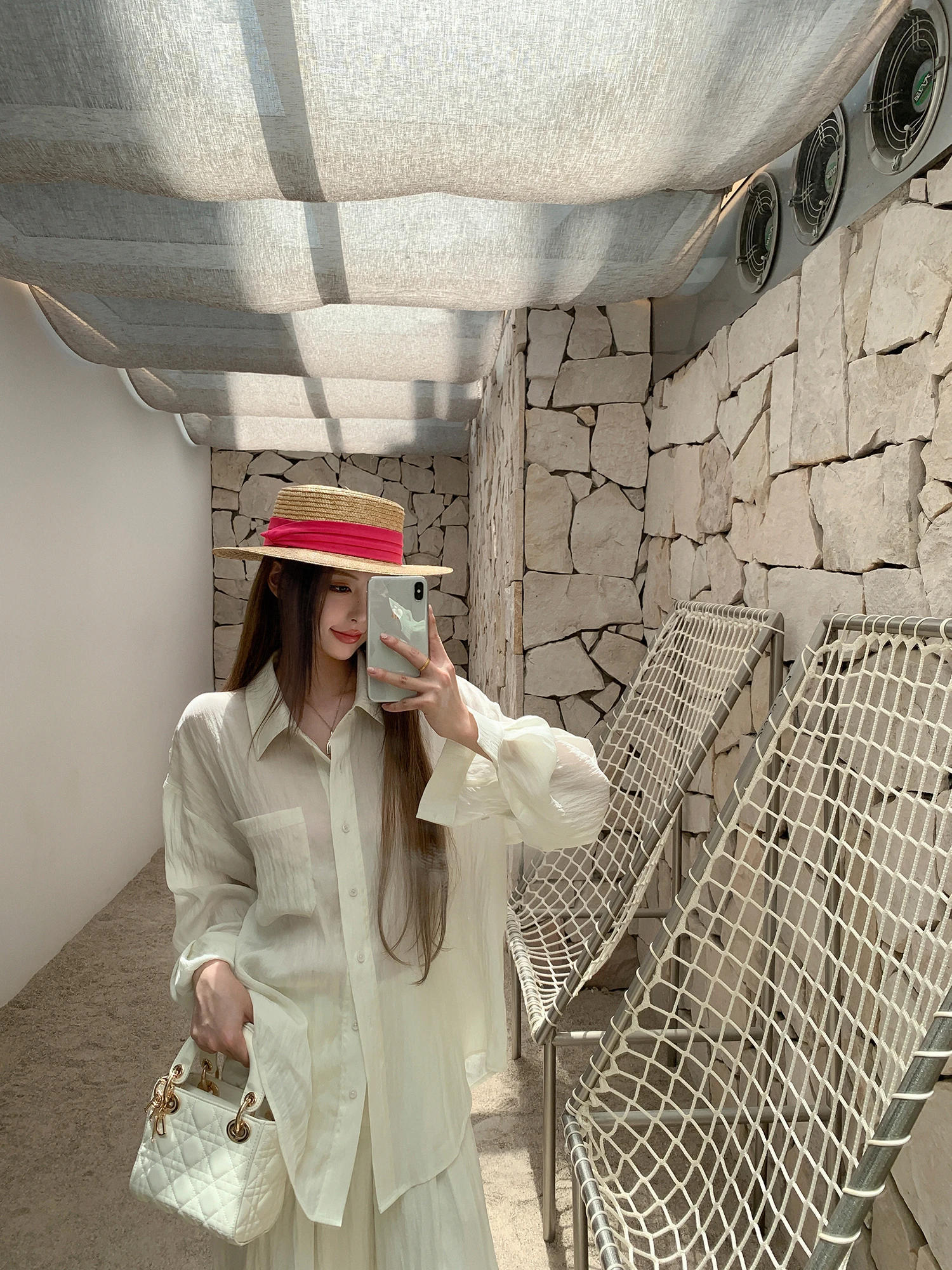 

Ele White irt Women's Faion Outerwear Premium Age-Defng Chic French Sle Loose Fit Long Sve Button up Top