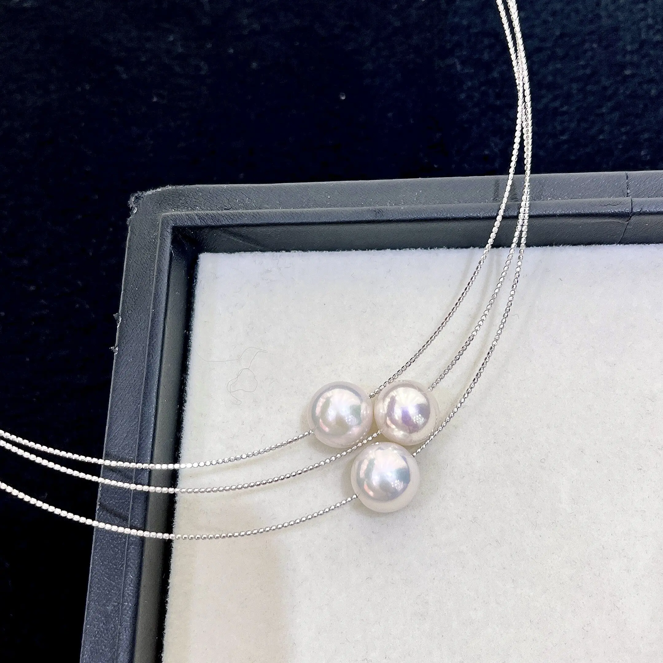 Newly designed natural round pearl pendant necklace with a length of 45cm-925 silver AAAA9-10mm/10-11mm
