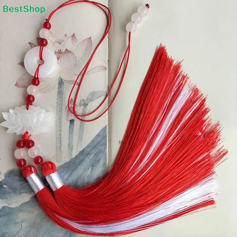 Beaded Trim Fringe - 中国風の平和の象徴、蓮の二色タッセルフリンジトリム、ビーズ縫製アクセサリー、漢服の腰飾り用