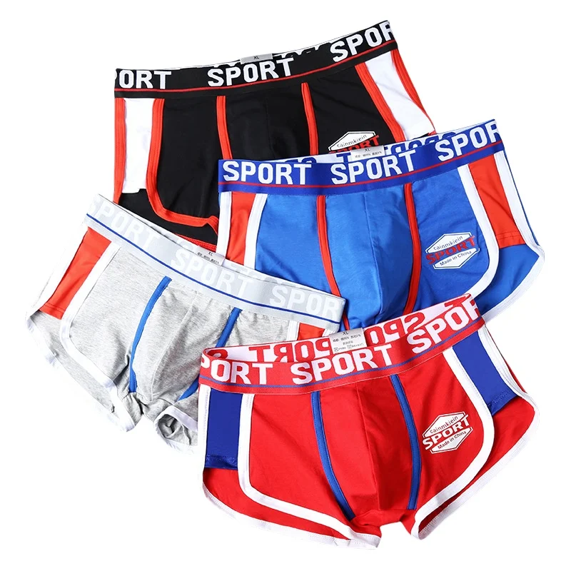 

2PCS Men's Cotton Underwear Comfortable Breathable Loose Sports Boxer Shorts Sexy Fashion Mid Waist Flat Corner Underpants