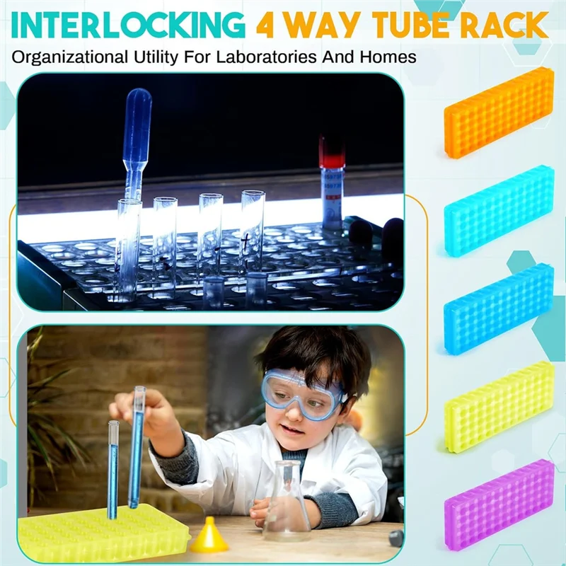 

OFSS-10 Pcs Microcentrifuge Tube Rack Polypropylene Test Tube Holder Double For 0.5 Ml- 2 Ml Tube, 60 Holes Each, 5 Colors