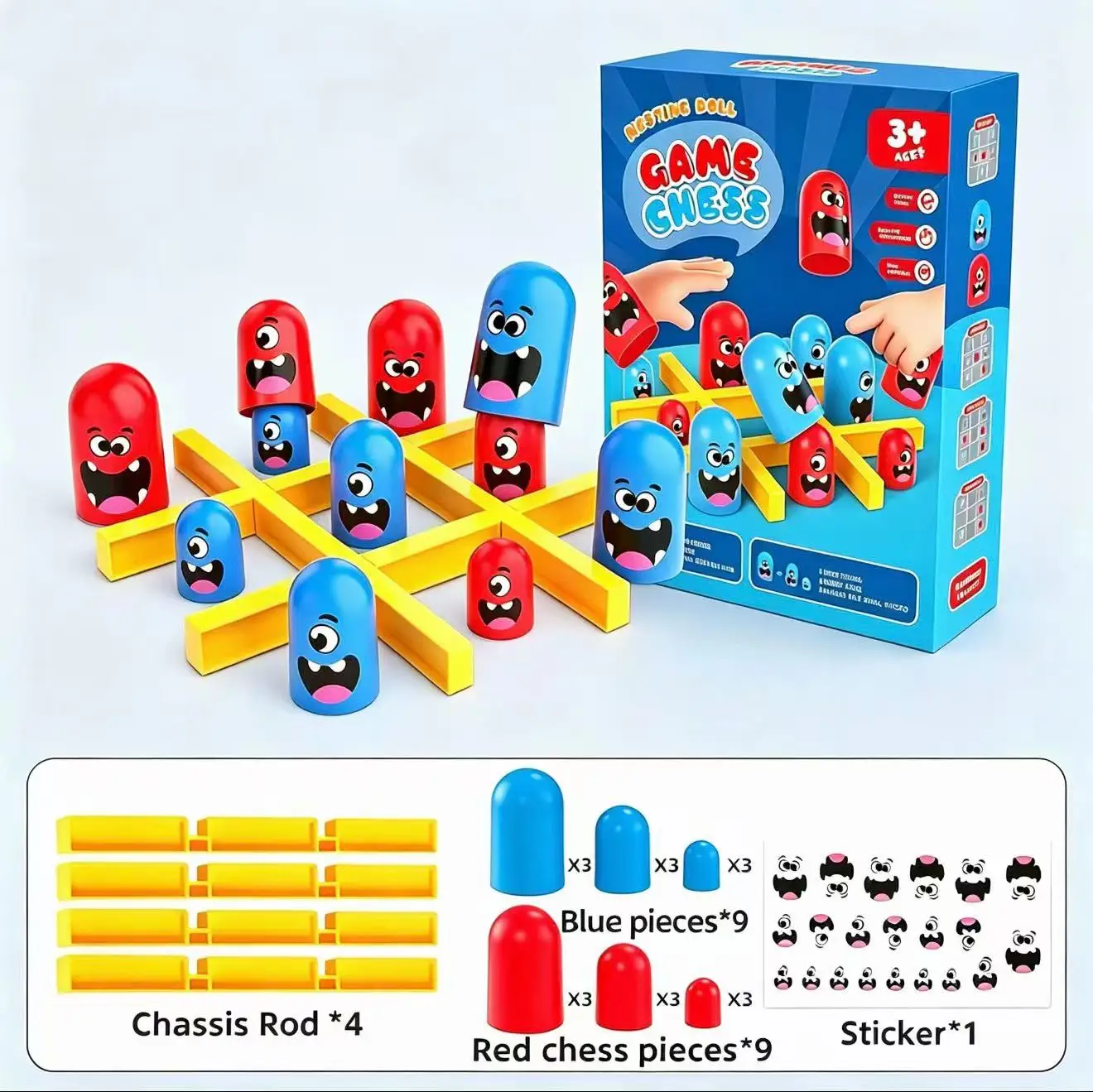 Tic-Tac-Toe Eat-and-Be-Sized Stacking Cups Dual Battle Board Game Parent-Child Interactive Logic Thinking Tabletop Toy