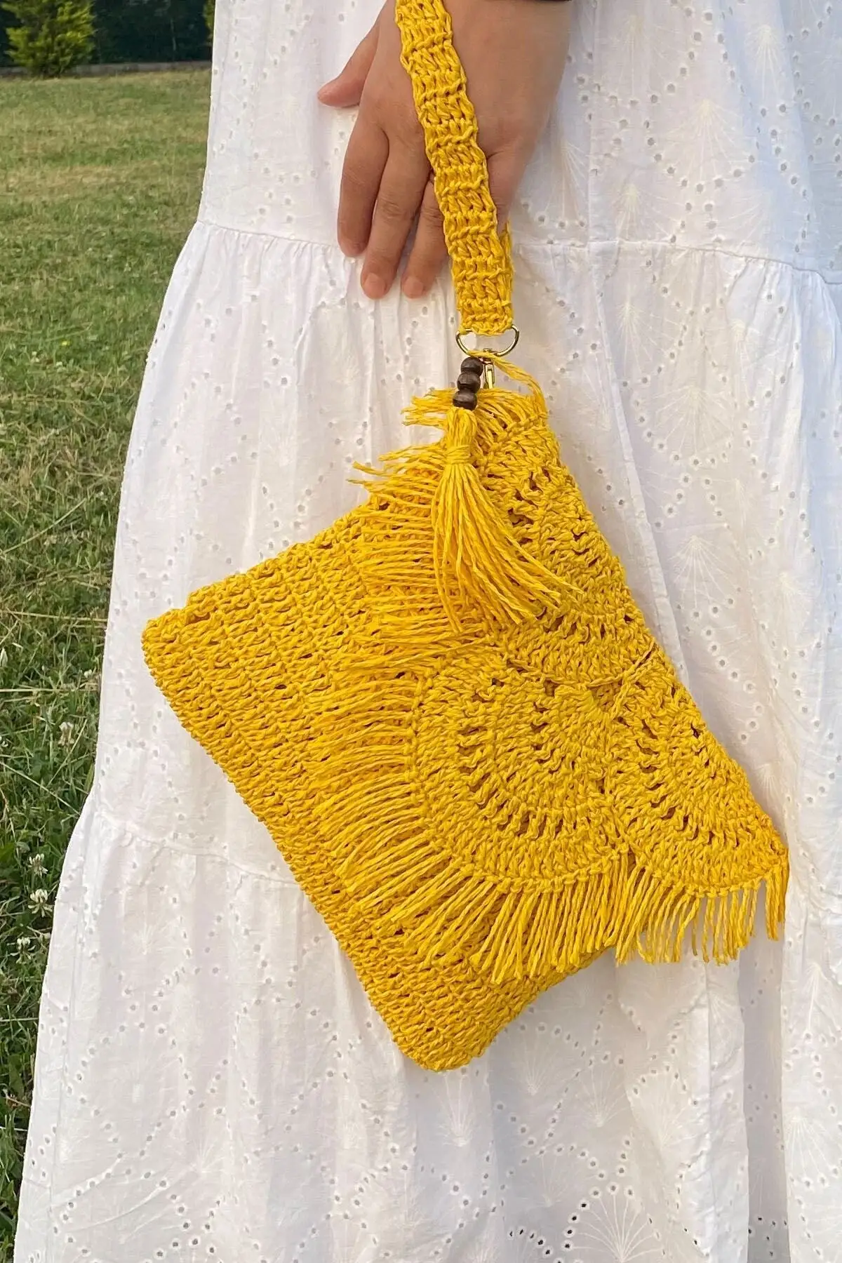 

Uras Female Handmade Knitted Straw Bag Women bag Shoulder Bag Handmade