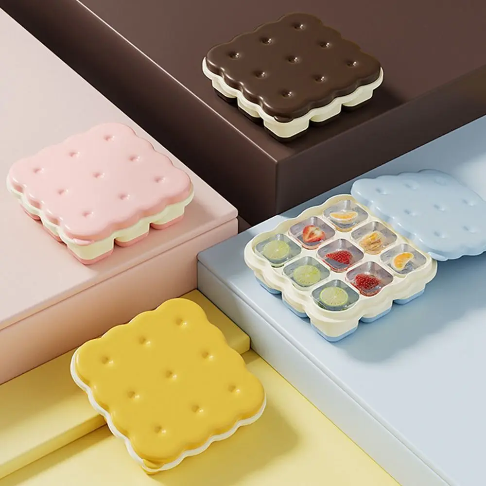 Cartoon 9 Compartments Ice Cube Tray PP Press Type Ice Trays Food Grade Cookie Ice Cube Molds for the Freezer