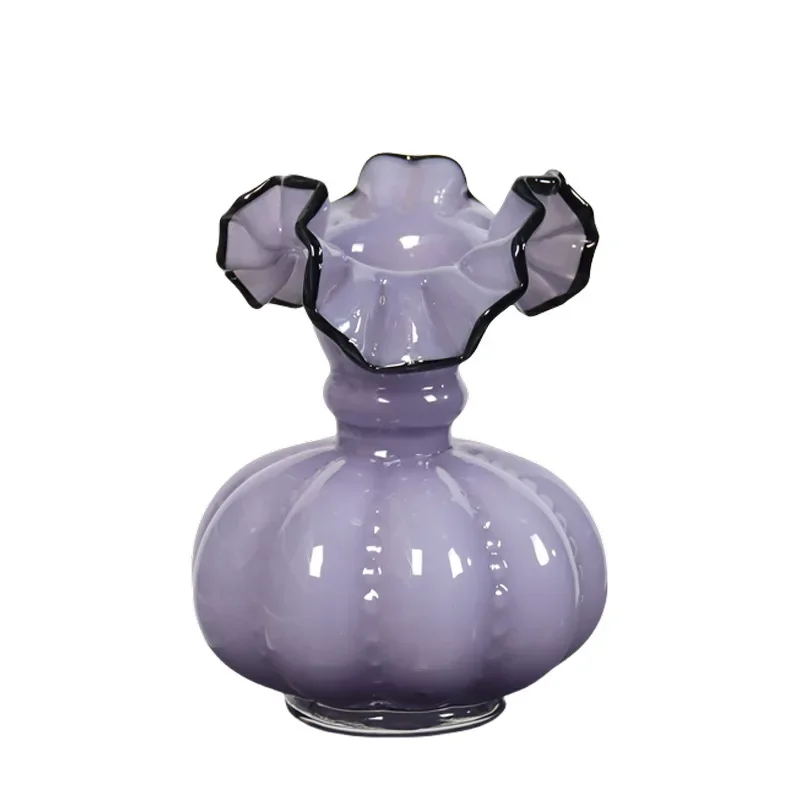 

Gradual change retro French pumpkin glass vase home flower arrangement device soft decoration versatile flower arrangement