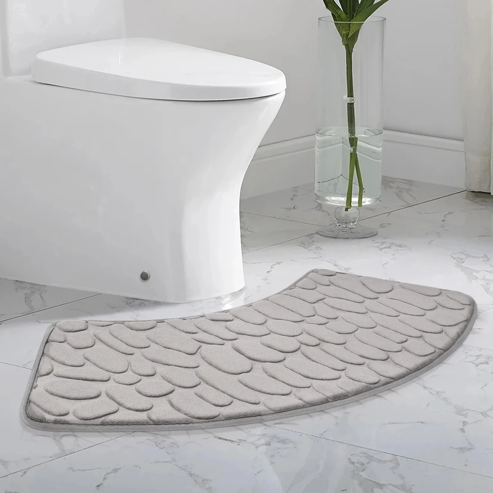 Bathroom Curve Foot Mat Pebble Emboss Carpet Curved Bath Mat Non-slip Absorbent Bathroom Floor Toilet Mat Curved Shower Mats