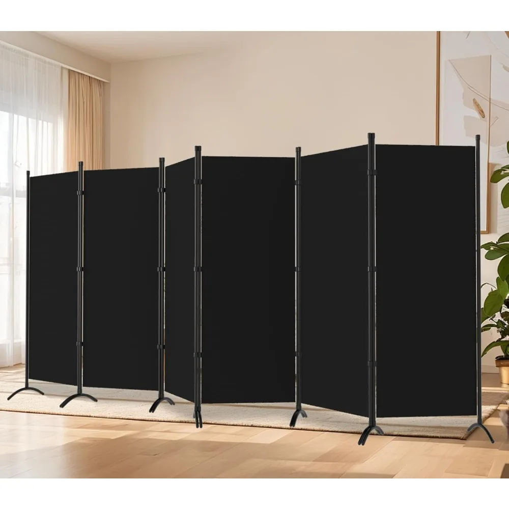 

Black Folding Privacy Screen Room Divider 6 Panels Partition Wall for Home Office Classroom Studio Separation