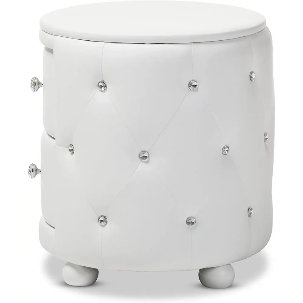 Davina Faux Leather Upholstered Nightstand, Medium, White