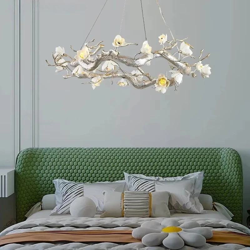 Restaurant Pendant Lamp Modern Light Luxury Living Room Lamp Villa Atmosphere High-end Feeling All Copper Ceramic Art Lamp