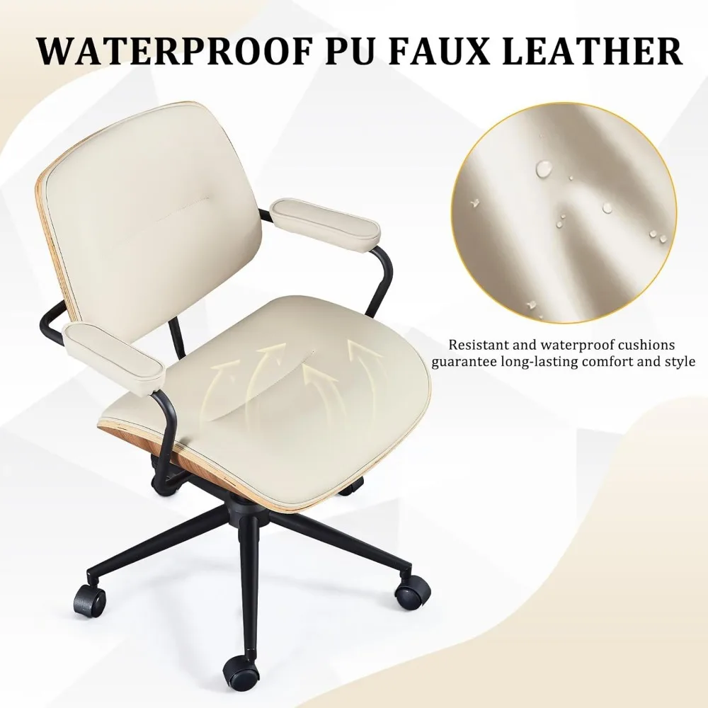 مجموعة كراسي مكتب حديثة لمنتصف القرن من BV مكونة من 1، كرسي مكتب دوار مع مساند للذراعين وظهر من خشب الجوز، كرسي مكتب قابل للتعديل