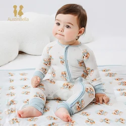 Baby Zipper Romper Bamboo Fiber Baby Clothes Spring Summer Long Sleeved Zippered Newborn Baby Jumpsuits Pajamas Crawling Clothes