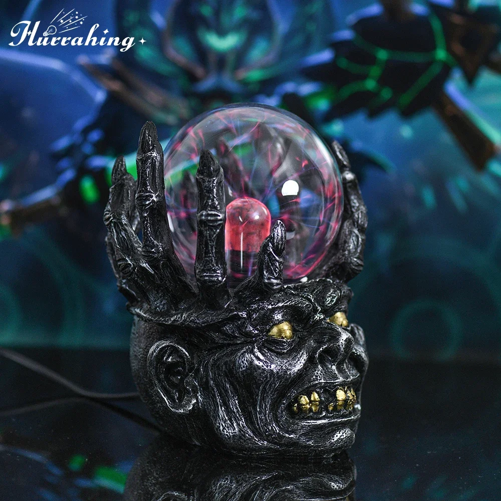 Chain Skull Crystal Plasma Light 4 Inch Glass Ball Touch Sensing Science Enlightenment Cool Interior Table Decoration Ornament