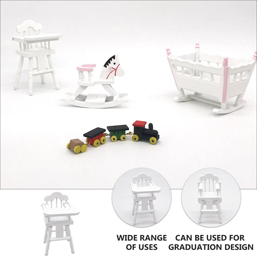 Micro Chair Ornament High Toy Wooden Mini Stool Dollhouse Furniture Accessory White Decor