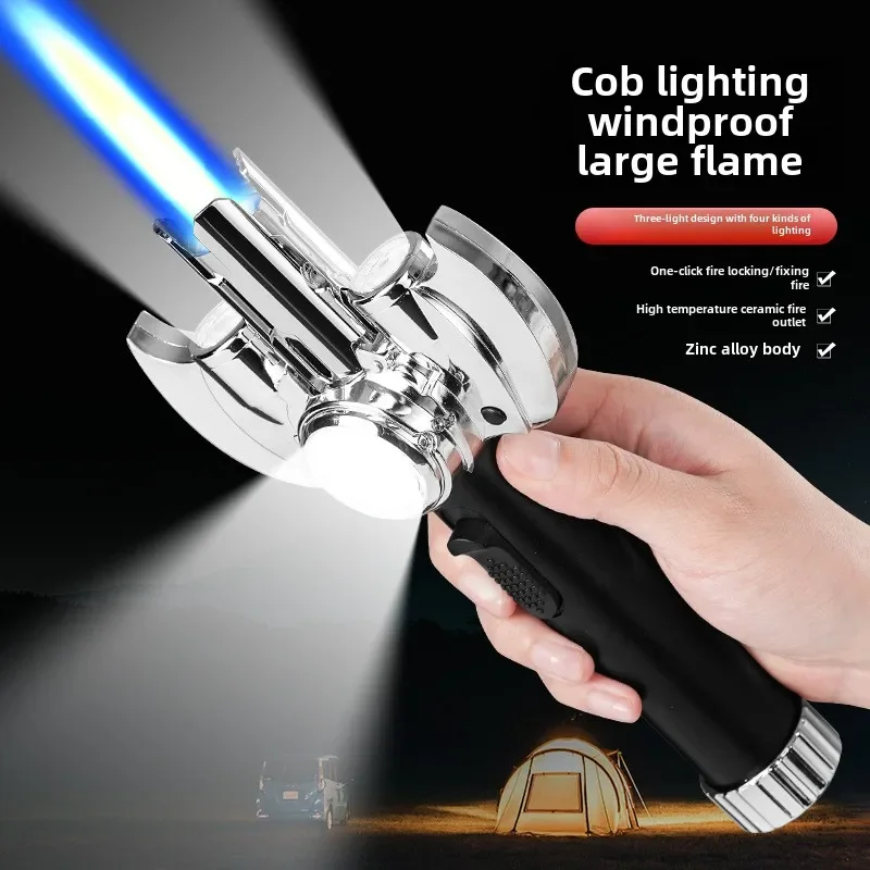 ใหม่มัลติฟังก์ชั่ COB แสง Inflatable ไฟแช็กตกปลากลางแจ้งและ Camping เครื่องมือสเปรย์ปืน Igniter ผู้ชายเครื่องมือกลางแจ้งของขวัญ