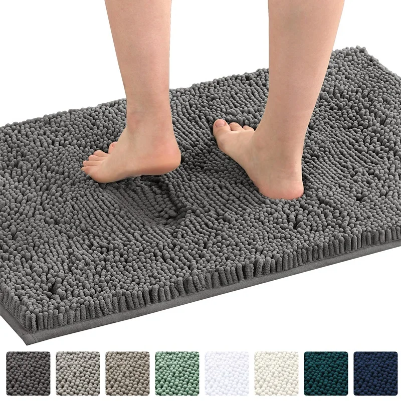 

Chenille Absorbent Bathroom Floor Mat Anti-slip Bathroom Mats Bath Rug Long Hair Floor Mat Bedroom Door Carpet Home Decoration