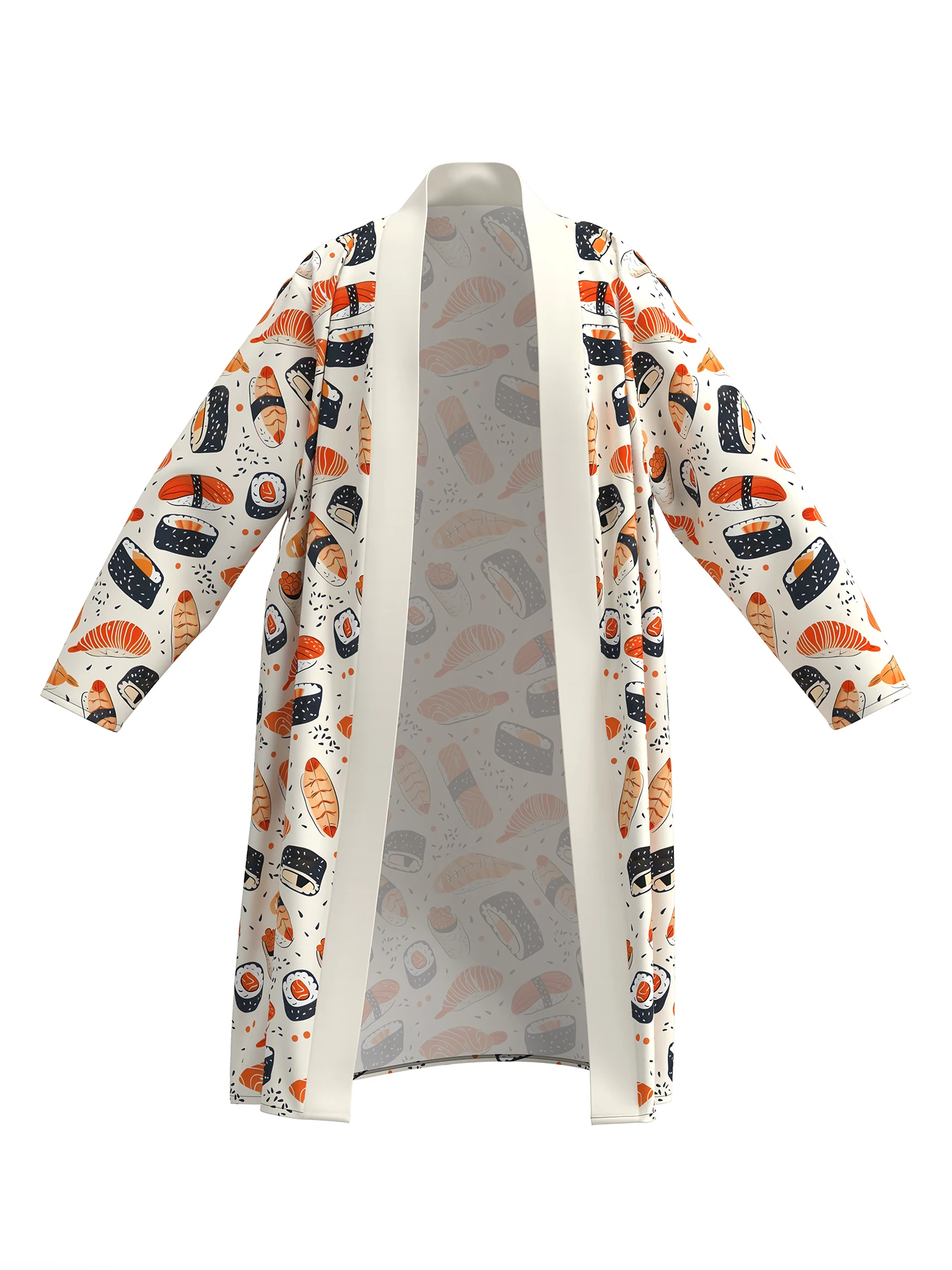2026 New Men's Home Pajamas Sushi 3D Digital Full Print Casual Bathrobe Spring and Summer Thin Quick-drying Home Robes with Belt