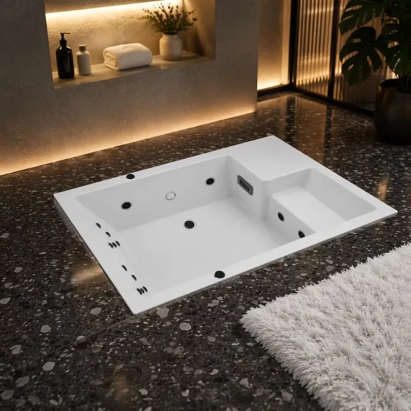 Freestanding Outdoor Spa Tub Square Acrylic 10 Jets Thermostat Eco-Friendly Modern Custom