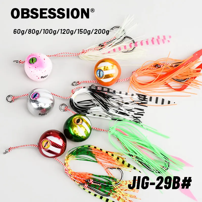 OBSESSION J29 60g 80g 100g 120g 150g 200g Saltwater Fishing Inchiku Jig Bait Sea Bream Jig Head With Squid Skrit Hard Metal Bait