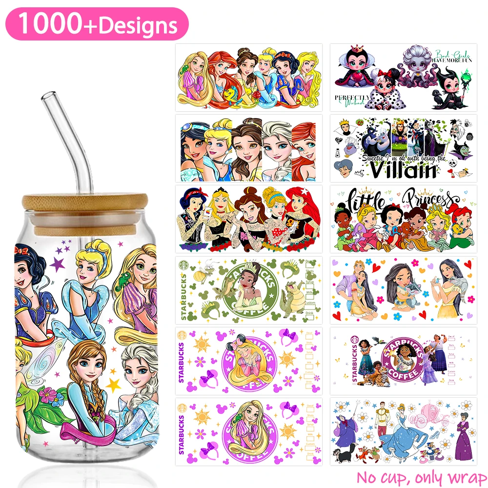 Princess High Quality UV DTF Printer Cup Wrap Transfers 16oz Princess UV DTF Libbey Wraps Ready To Ship