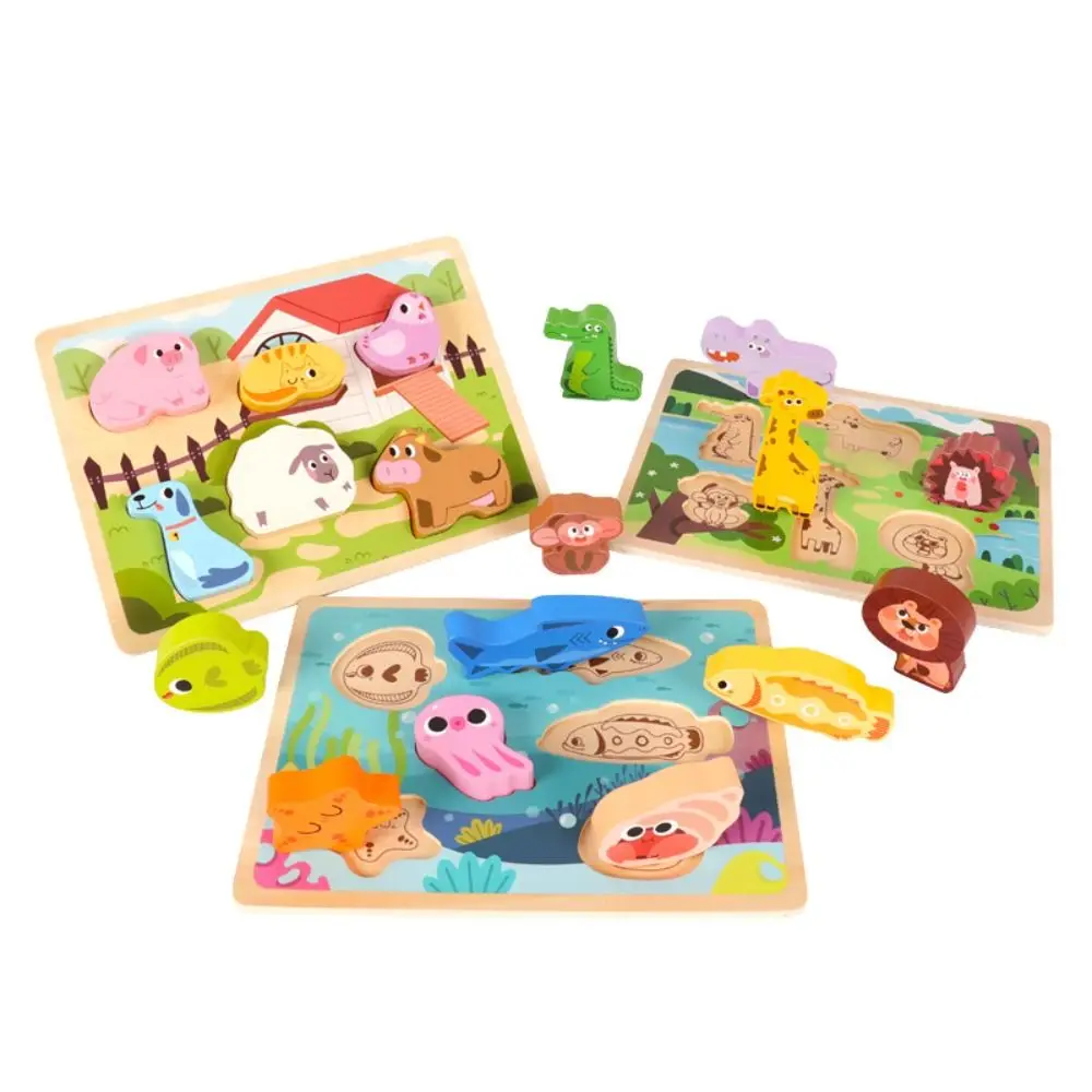 Puzzle Board Wooden Toys 3D Puzzles Montessori Pattern Cognitive Shape Matching Board Game Portable Logical Thinking