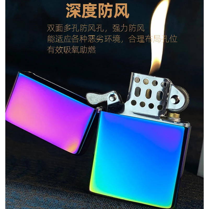 New Original ZORRO Kerosene Lighter Retro Creative Pure Copper Shell Windproof Brass Cigarette Gasoline Engine Smoking Gift Box