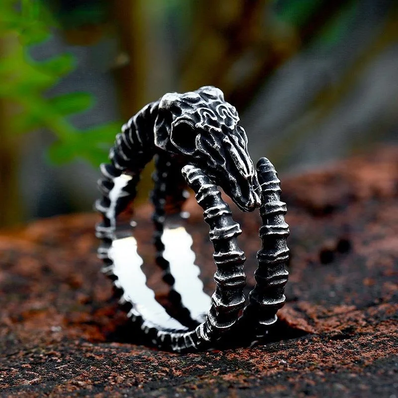 New Vintage Sheep Skull Ring European and American Trendy Thai Silver Ring For Men Jewelry KOFSAC