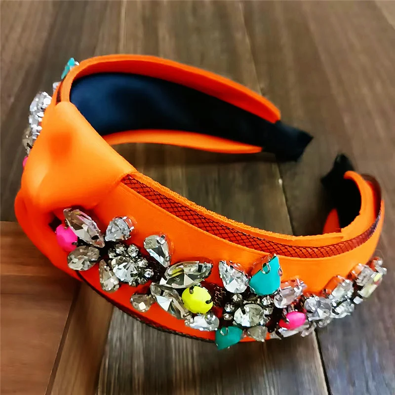 3 Candy Colors Rhinestone Headband Handmade Fabric Crystal Hairband Party Gem Hair Accessories For Women Girl Hair Accessori