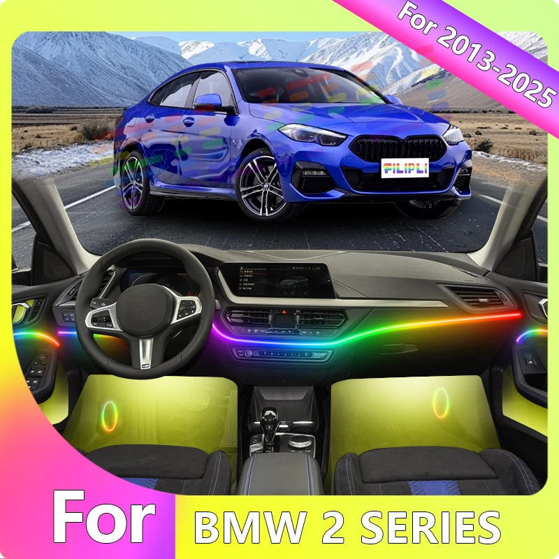 

FILIPLI For BMW 2 SERIES For 2015 Multi Color Precision Fit Car Interior LED Strip Neon Music Sync Rhythm Light By APP Control