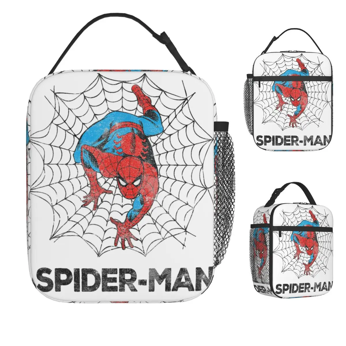 

Comics Spider-Man Distressed Web Lunch Bag Lunch Box For Unisex Picnic Portable Zipper Cooler Bag Graphic Thermal Lunch Bags