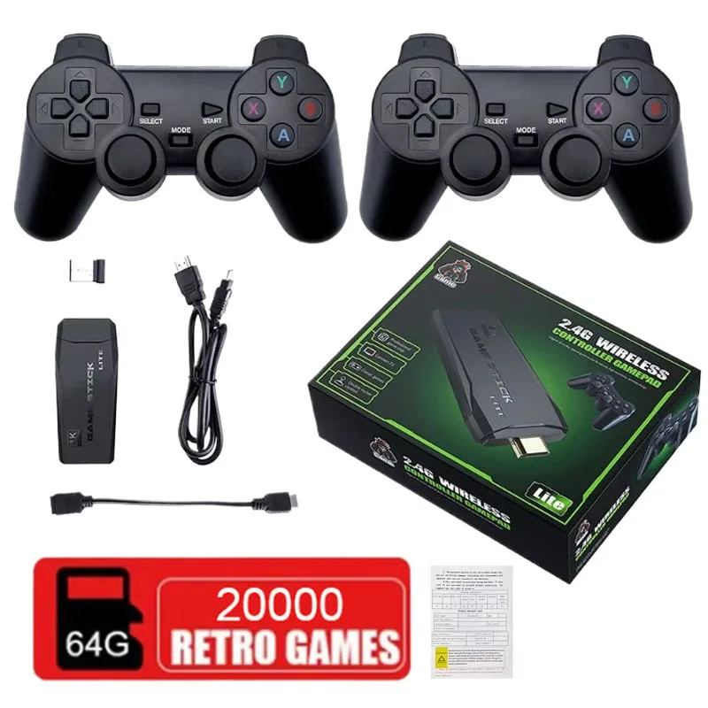 

Retro Video Game Sticks M8 Console TV 2.4G Dual Wireless Controller 64GB 4K 20000 Games Portable Dendy GameStick Xmas Gift