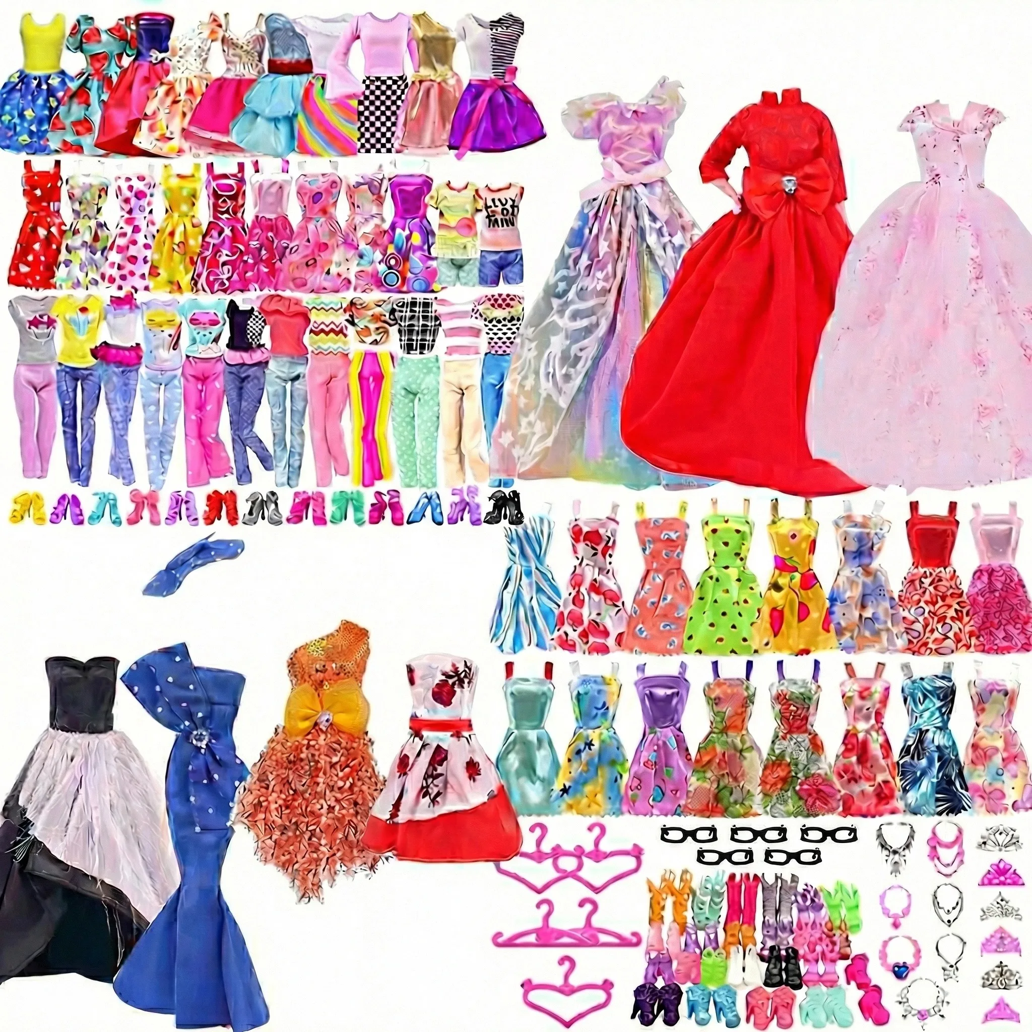 30CM Doll Accessories Multiple Princess Dress Daily Accessories Hangers Shoes Necklaces Glasses For 11.8inch,Festival Gift Girl