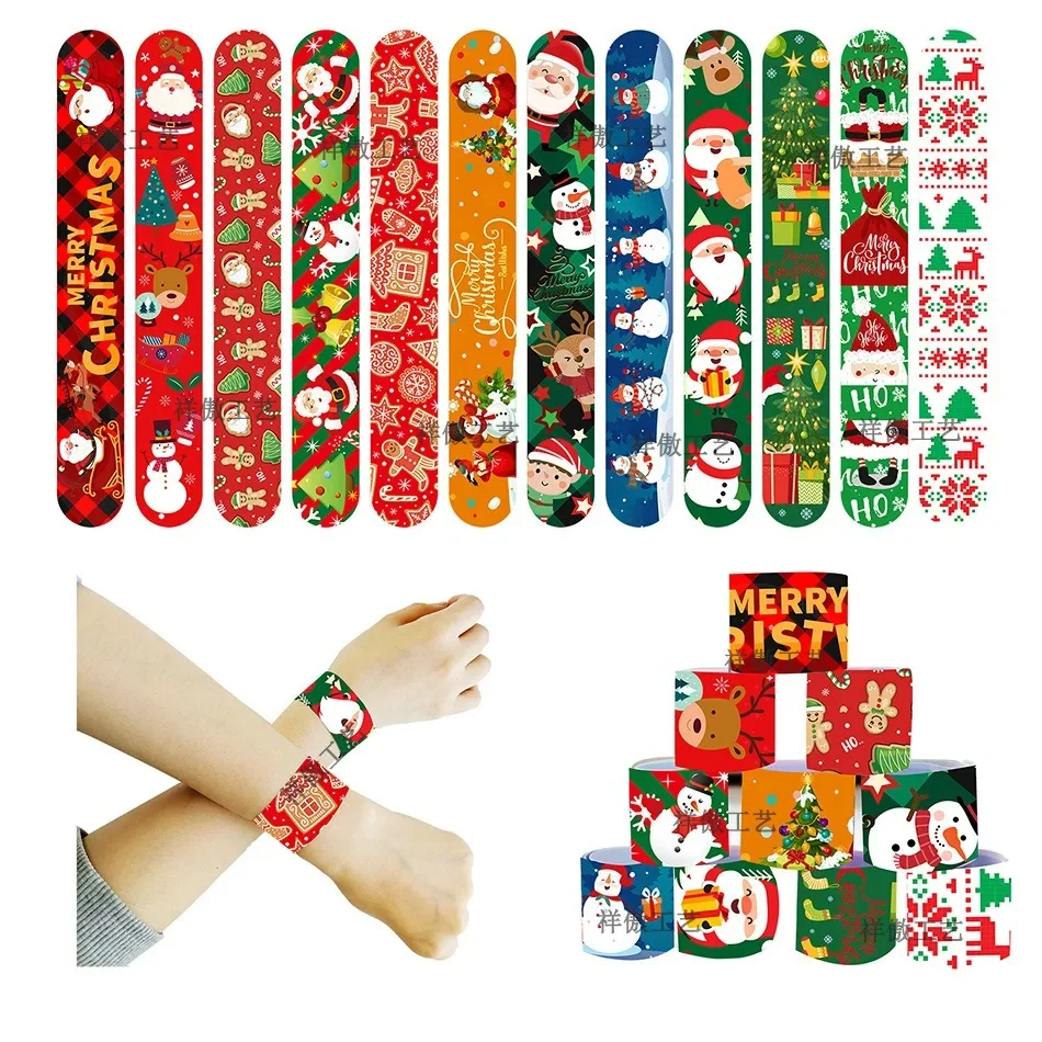 Christmas Slap Bracelets Santa Claus Elk Snowman Xmas Tree Slap Bracelets Noel Natal Merry Christmas Decor 2024 Gifts for Kids