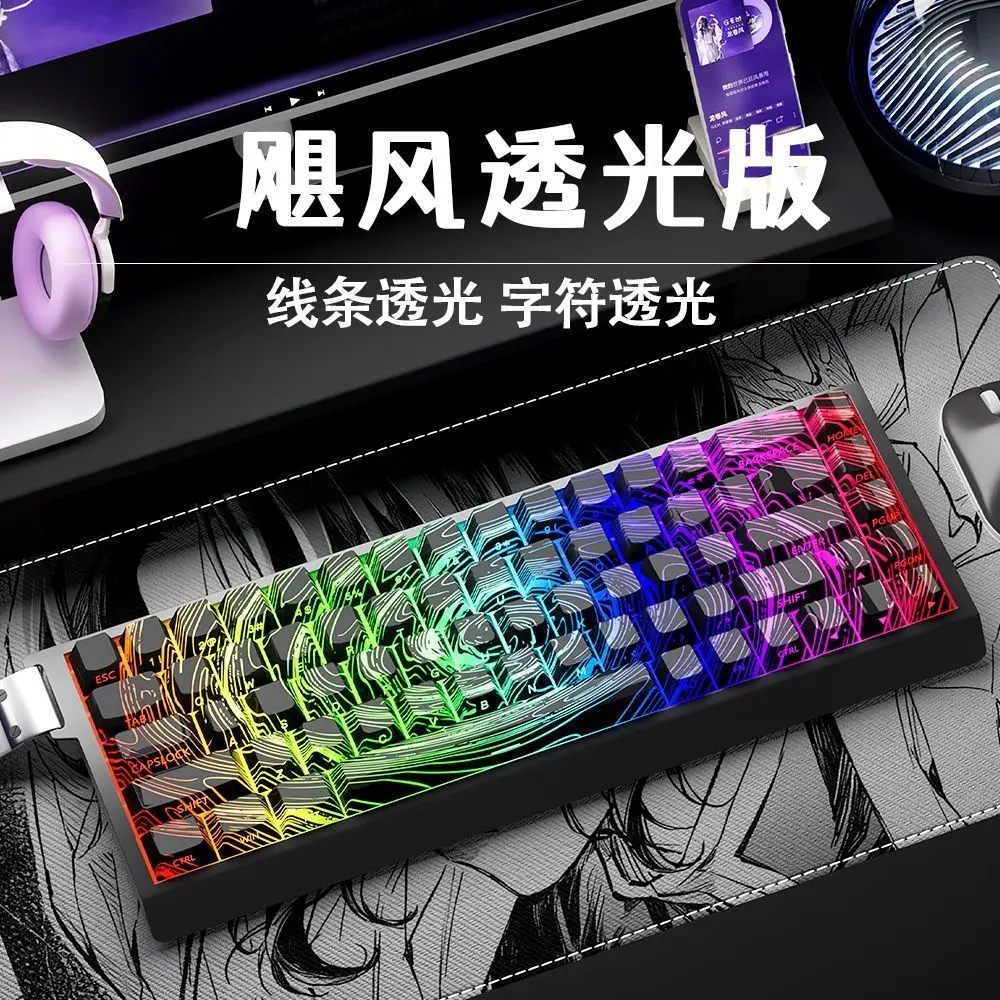 73 Keys Hurricane Theme Keycaps Transparent Keycaps PBT CHERRY Profile for ANSI Mechanical Keyboard Made68 Mad68 Wooting 60