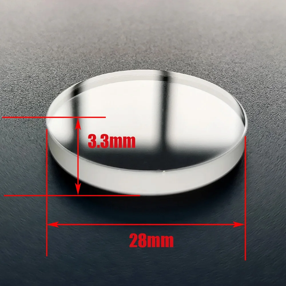 28mm*3.3mm Flat Sapphire Glass Small Chamfer Watch Glass Fits SKX013 SKX015 Blue/Red/Clear AR Coating Glass Replacement Mod Part
