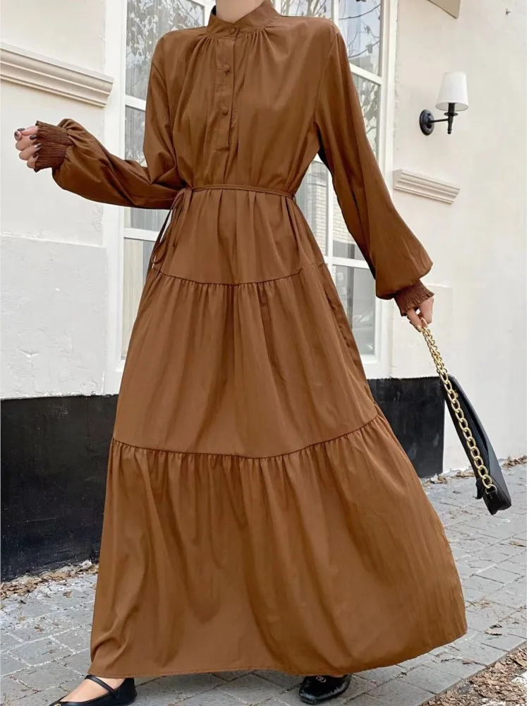 Primavera otoño moda Vintage Maxi vestido para mujeres ropa niñas Casual empalme Sexy vestidos largos de mujer Ciothes