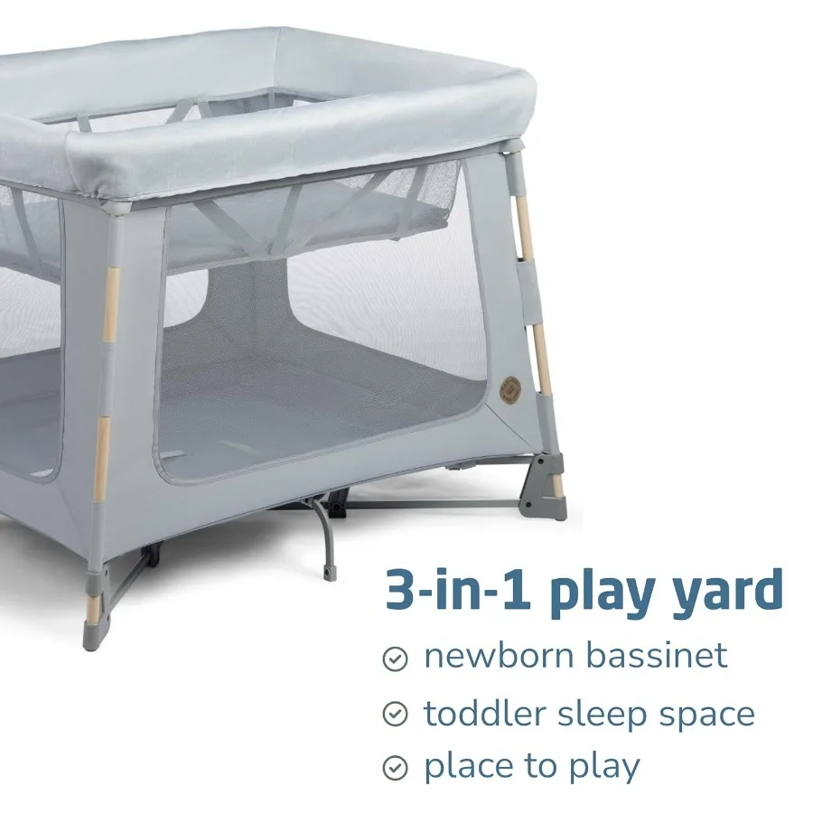 Swift Baby Playard con tappetino, box per bambini, cortile da gioco con culla, box portatile per neonati e bambini piccoli, ardesia classica