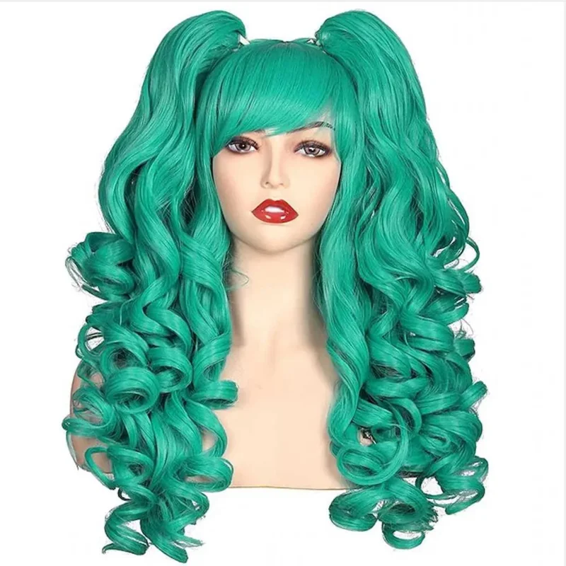 شعر مستعار نسائي صناعي طويل مجعد من Hairjoy، شعر مستعار للهالوين مع ذيل حصان W 240808