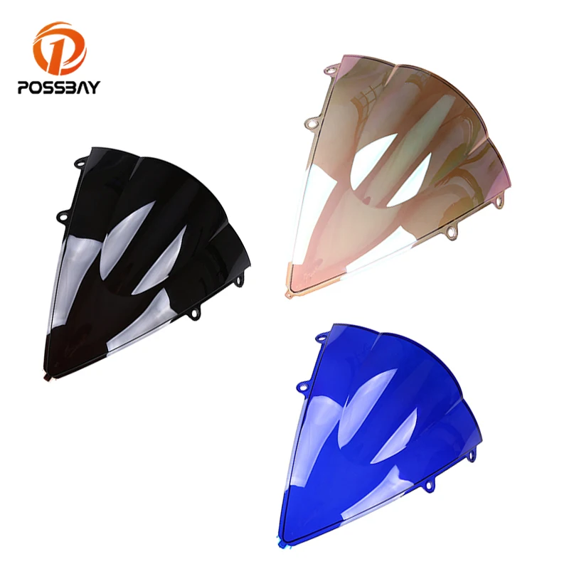 Double Bubble Motorcycle Windshield Fit for Honda CBR600RR 2007-2012 ABS Plastic Black Fairing Windscreen Deflector Protection