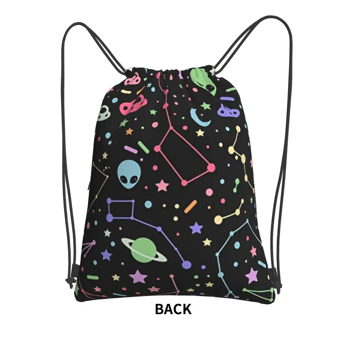 Night Sky Constellations With UFOs Portable Backpacks Drawstring Bag Drawstring Bundle Pocket Sundries Bags For School Students