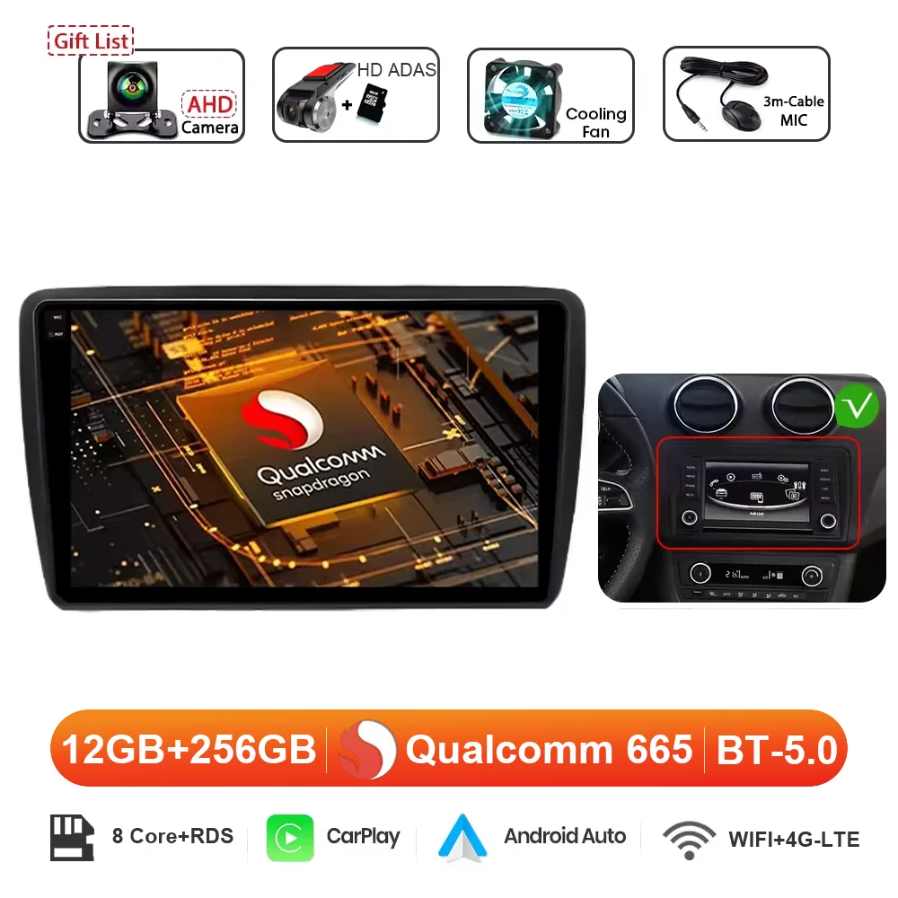 Android 15 Voor SEAT Ibiza 2016-2017 Autoradio Multimedia Video Player GPS Stereo CarPlay 4G Navigatie v BT QLED DPS Head Unit