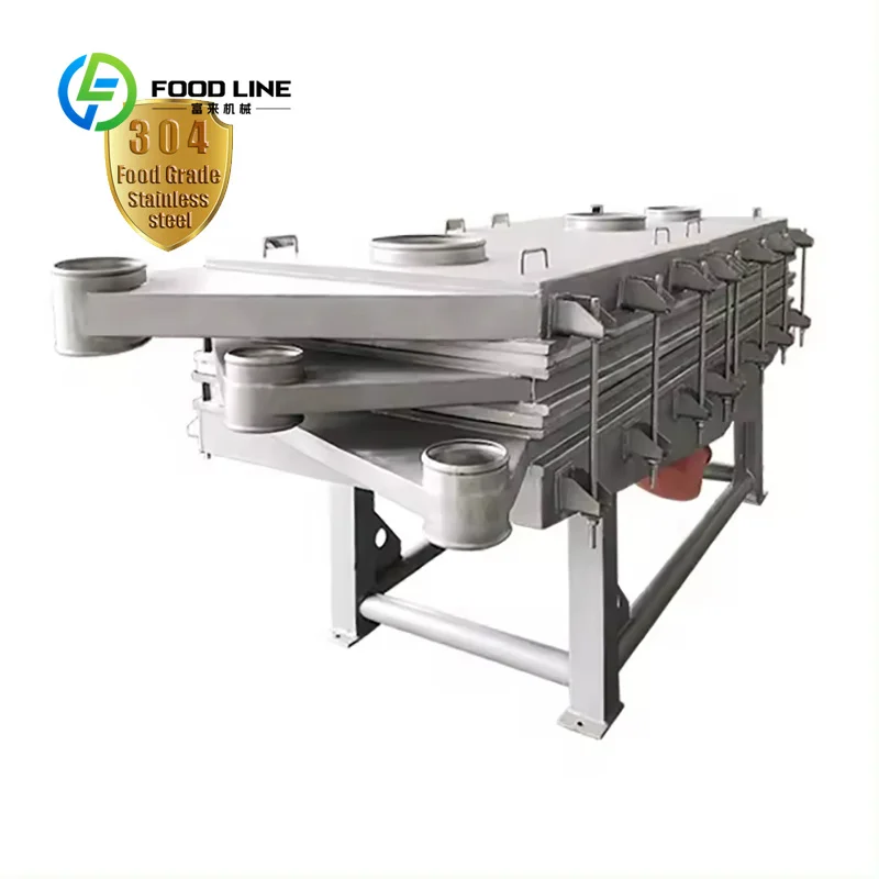 Customized SUS304 three deck linear vibrating screener interchangeable mesh separator for grain bean particle sorting workshop