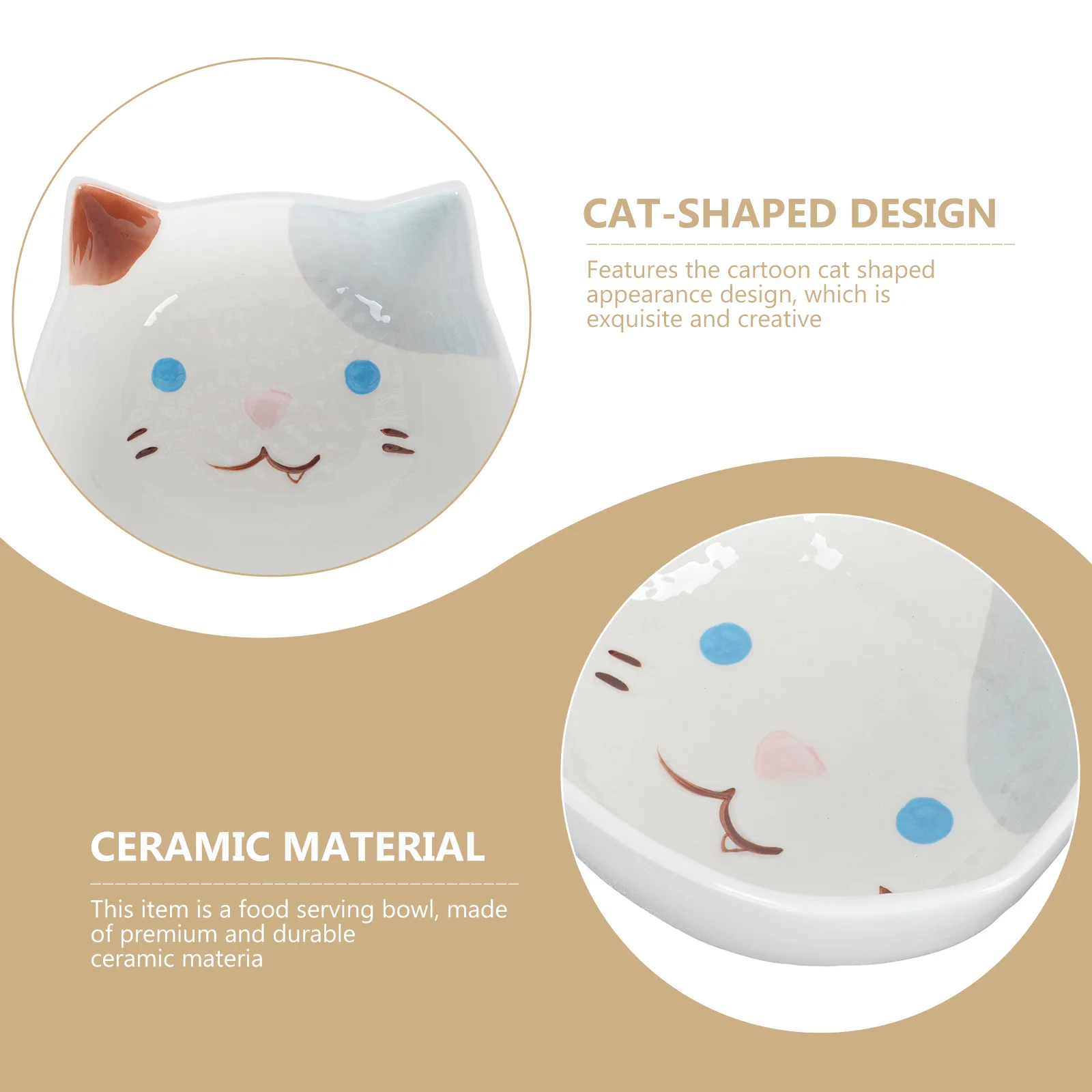 

Ceramic Food Bowl Cartoon Cat Shaped Salad Container Exquisite Creative Design Easy Clean Dessert Bowl Food Container