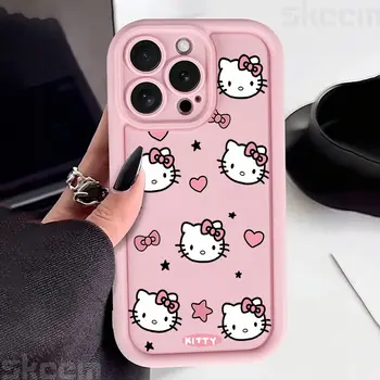 Pouzdro na telefon Hello Kitty s růžovou mašlí pro iPhone 16 16E 15 14 12 13 11 Pro Max X XR XS 7 8 Plus Y2K roztomilá dívka kryt 8 nejlepší prodej Kryt na telefon Hello Kitty - №7
