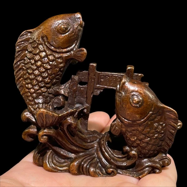 Tibetan Copper Carp Leaping Dragon Gate Annual Fish Gathering Gift  Table Tea Pet Decoration